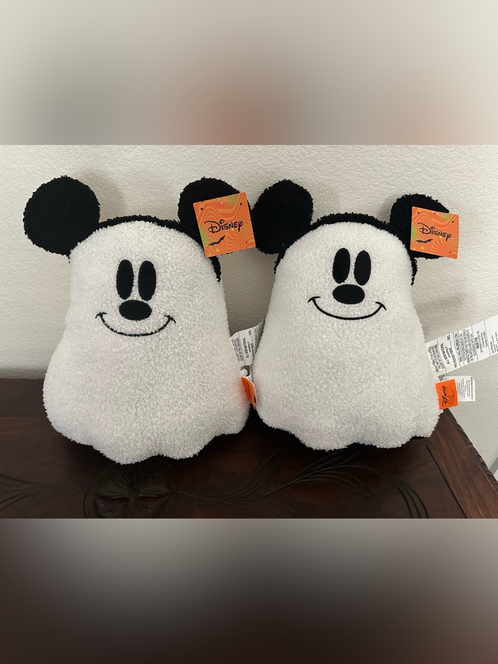 BNWT! TWO Licensed Disney Halloween Ghost Pillows Mickey Ghost